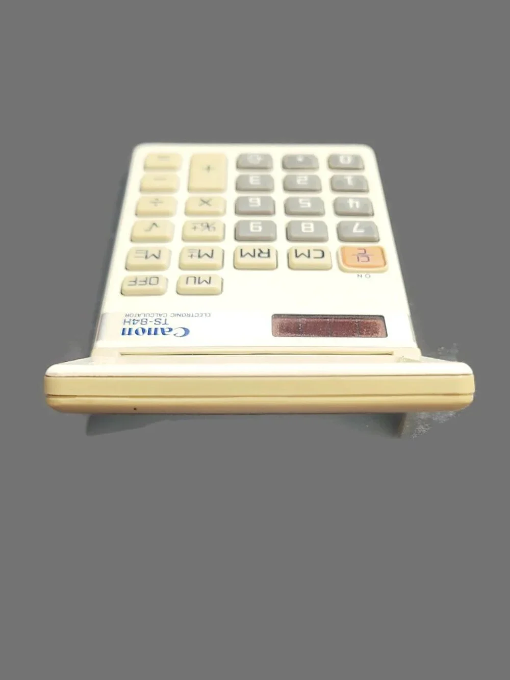 Vintage Canon TS-84H Calculator Tilt Display Solar Powered Beige Tan Gray WORKS